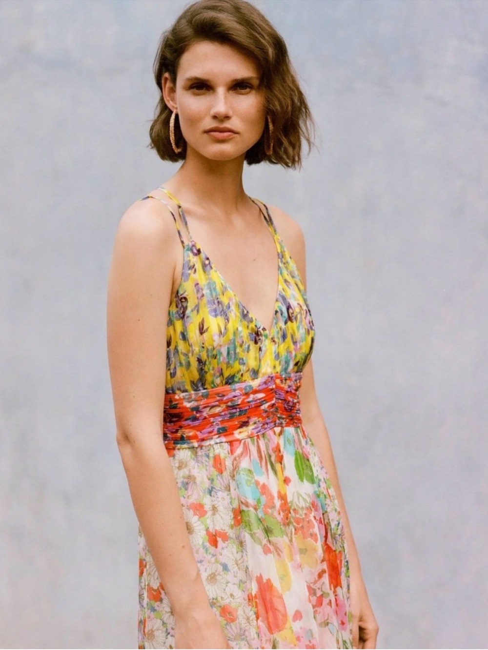ANTHROPOLOGIE Floral V-Neck Spaghetti-Strap Maxi Dress - Multicolor Size 8 - Picture 2 of 5
